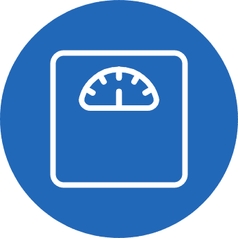 An icon of scale with the blue background